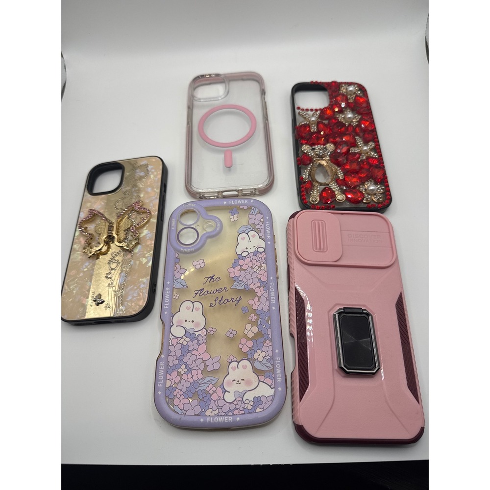 Lot of 5 Assorted iPhone Cases Cute Fashion Glitter MagSafe Ring Holder Armor